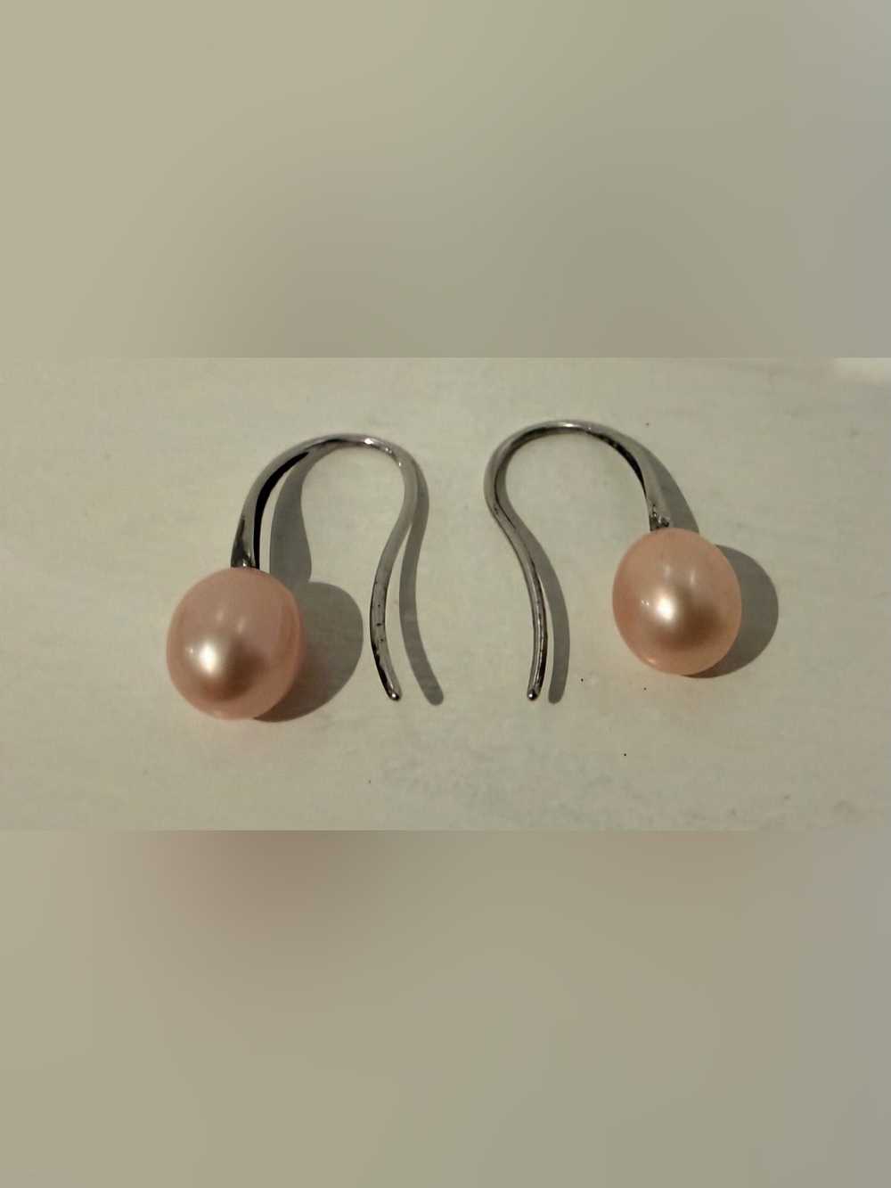 Pink Pearl and Sterling Silver Earrings
